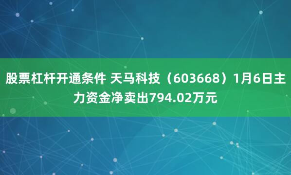 股票杠杆开通条件 天马科技（603668）1月6日主力资金净卖出794.02万元