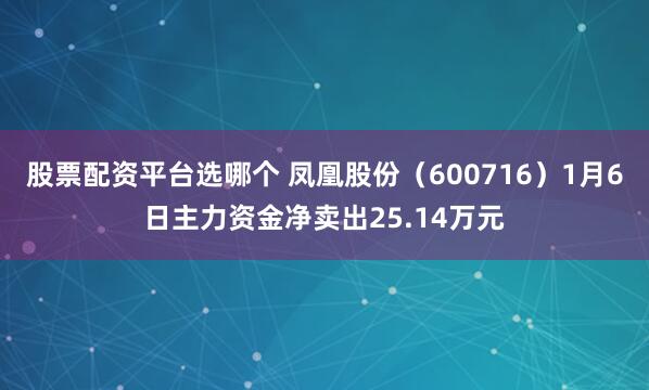 股票配资平台选哪个 凤凰股份（600716）1月6日主力资金净卖出25.14万元