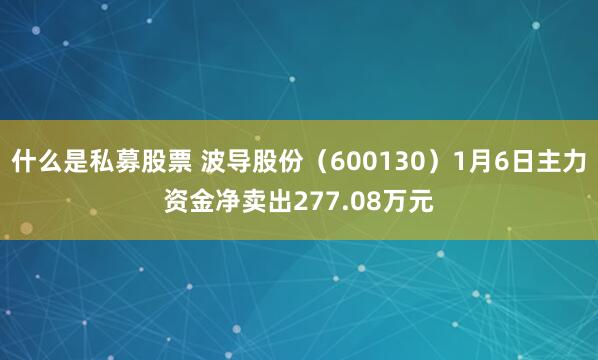 什么是私募股票 波导股份（600130）1月6日主力资金净卖出277.08万元