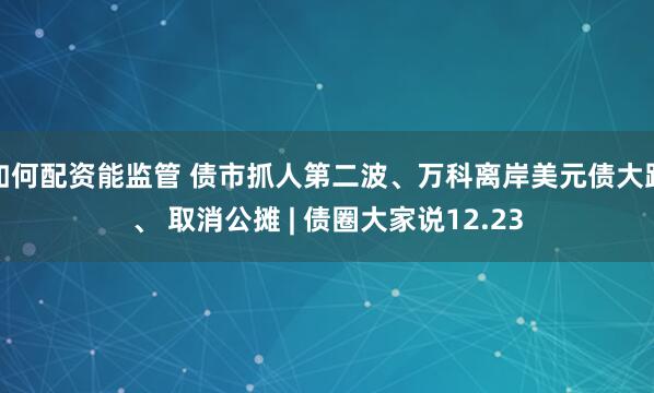 如何配资能监管 债市抓人第二波、万科离岸美元债大跌、 取消公摊 | 债圈大家说12.23