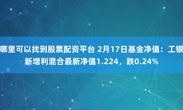 哪里可以找到股票配资平台 2月17日基金净值：工银新增利混合最新净值1.224，跌0.24%